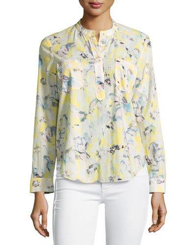 Long-sleeve Printed Cotton Blouse,