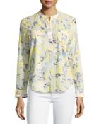 Long-sleeve Printed Cotton Blouse,