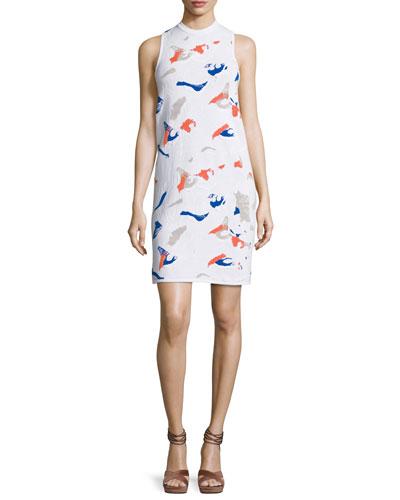 Ryman Geometric-intarsia Sleeveless Dress, White
