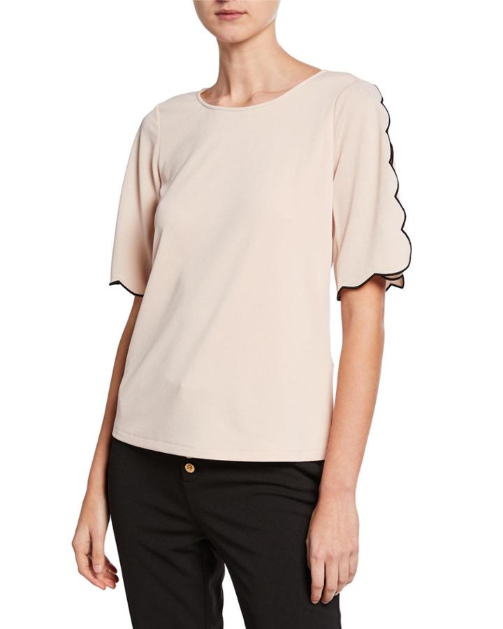 Scallop Trim Top W/ Three-quarter