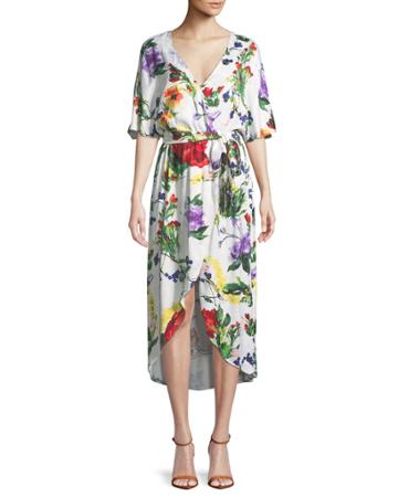 Clarine Floral-print Wrap Dress With Oversize