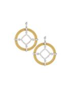 Classique Pave Diamond Circle Drop Earrings, Yellow