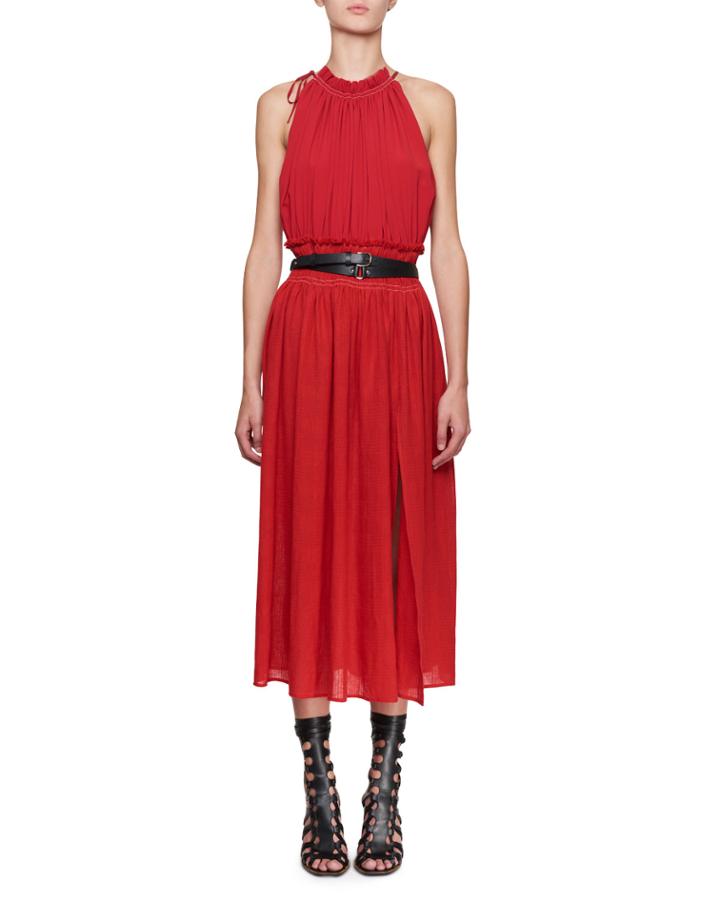 Vivienne Sleeveless Halter Crepe De Chine Dress