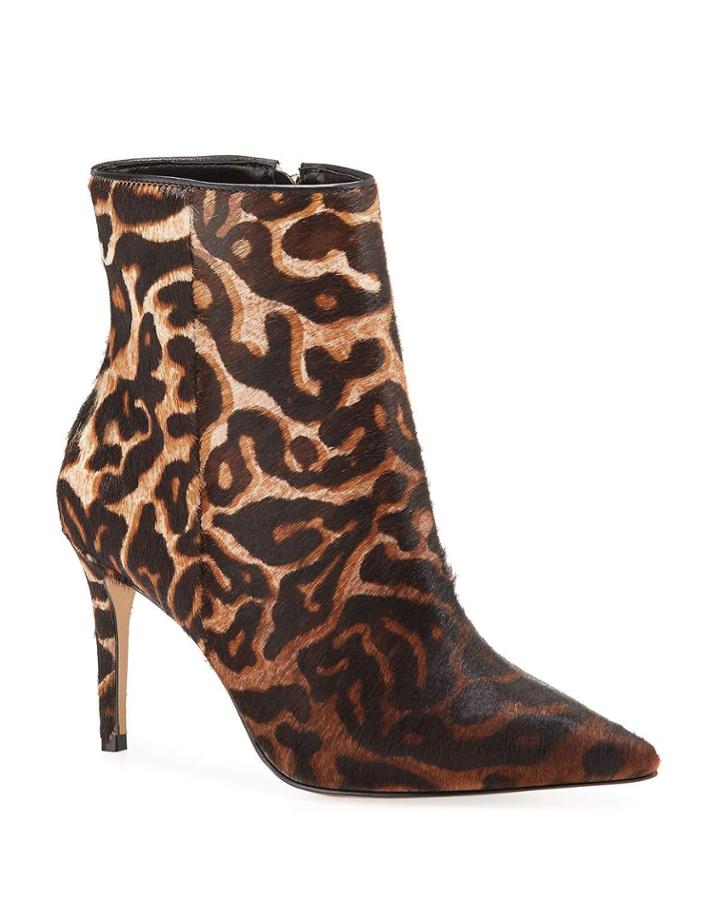 Nicole Leopard-print Fur Stiletto Booties