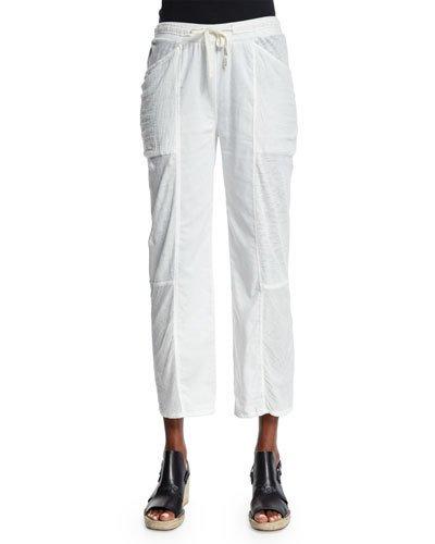 Meryl Straight-leg Cropped Pants, Crane White