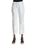 Meryl Straight-leg Cropped Pants, Crane White