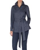 Self-belt Cashmere-cotton Flannel Tunic Blouse