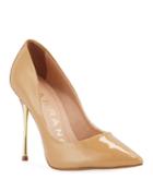 Mari Patent Golden-heel Stiletto Pumps, Beige