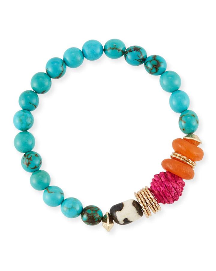 Turquoise Howlite Beaded Bracelet,