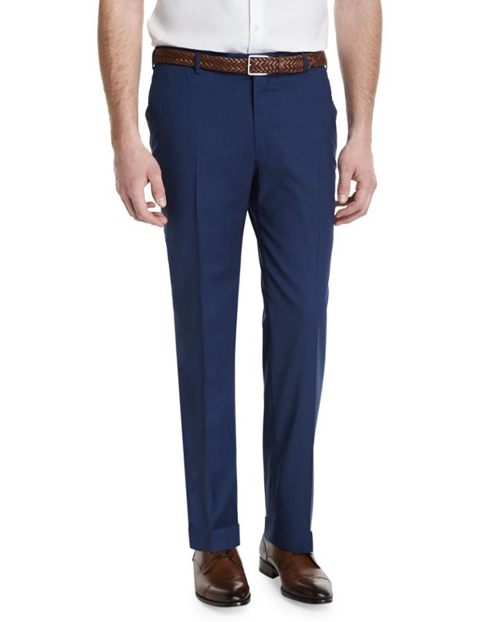Gregory Flat-front Wool-blend Trousers