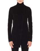 Zip-front Long-sleeve Houndstooth Velvet Biker Jacket