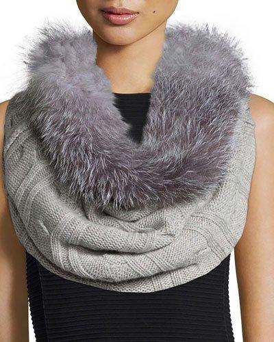 Fur-trim Cashmere Cable-knit