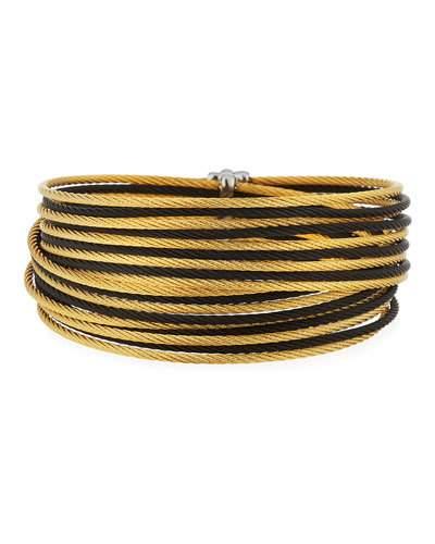 Multi-row Wrapped Cable Bangle, Two-tone