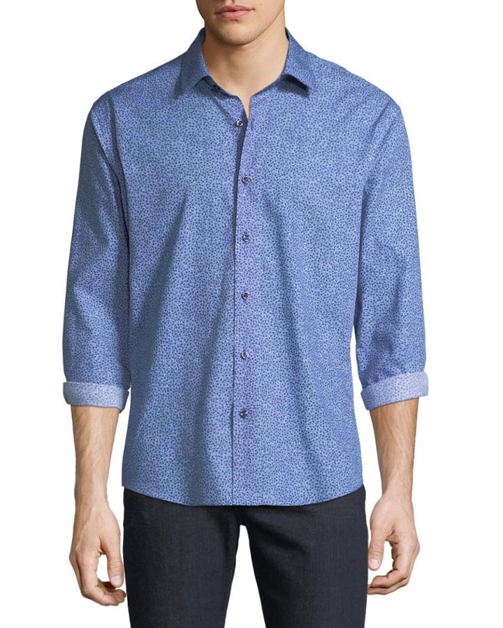Men's Slim-fit Regular-finish Digitalized Floral-print