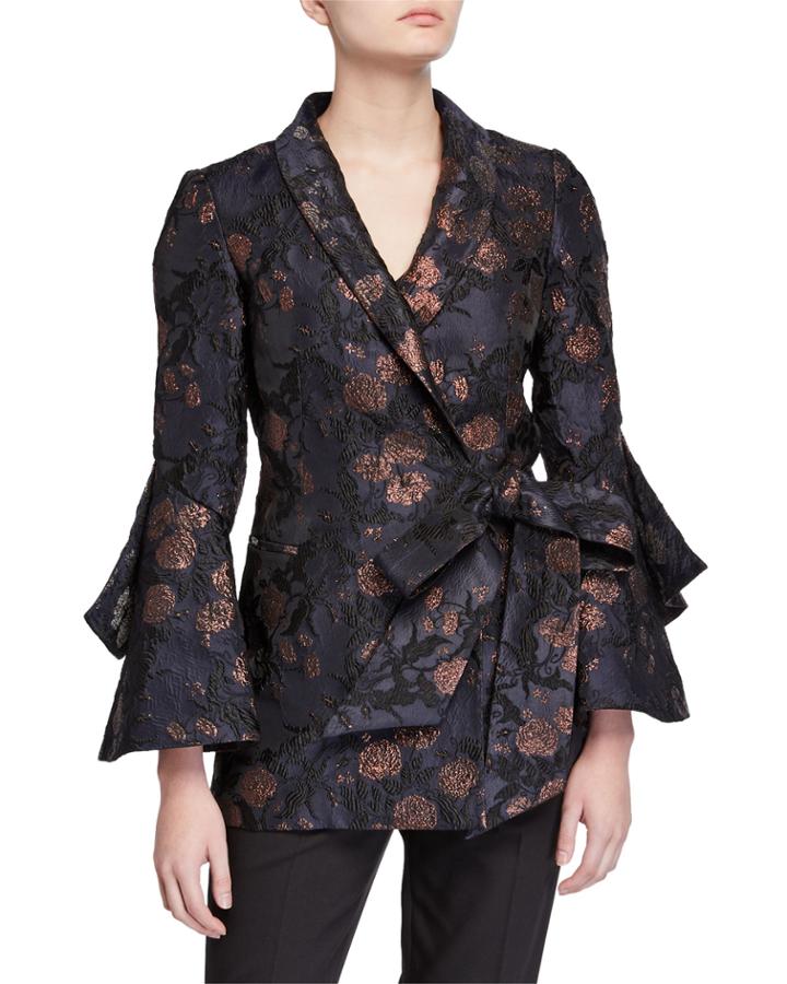 Brocade Trumpet-sleeve Side-tie Jacket
