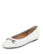 Suzy Quilted Leather Bit-strap Flat, White