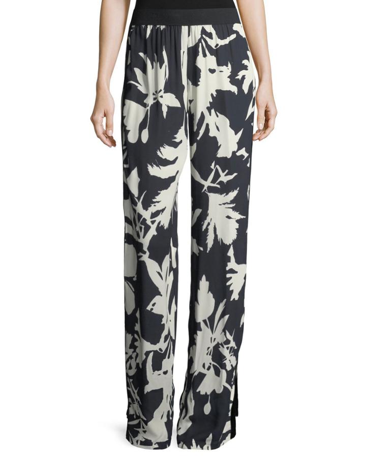 Floral-print Crepe Track Pants