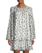 Printed Crewneck Ruffle Long-sleeve