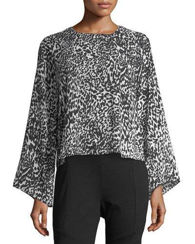 Dot-print Bell-sleeve Top