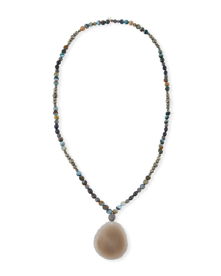 Indie Beaded Labradorite, Pyrite & Pearl Necklace