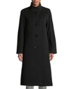 Funnel-neck Button-front Wool-blend Coat
