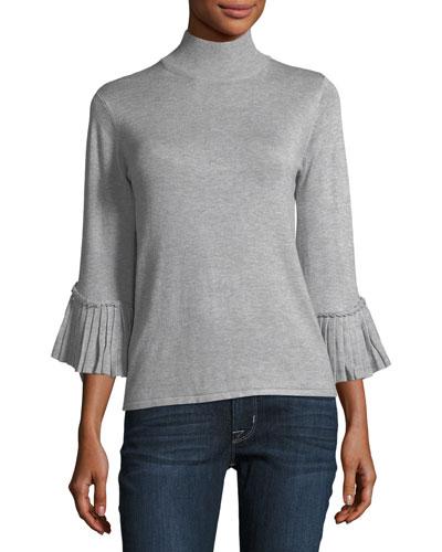 Mock-neck Ruffle-sleeve