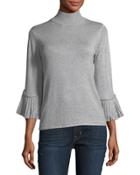 Mock-neck Ruffle-sleeve