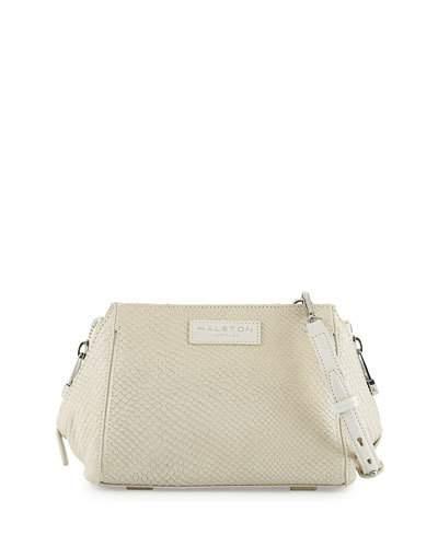 Lizard-embossed Leather Crossbody Bag, Dark Bone