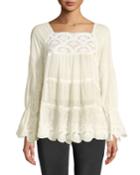 Alora Lace-trim Tiered Blouse