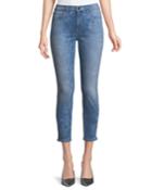 Laser Botanical-print Skinny Ankle Jeans