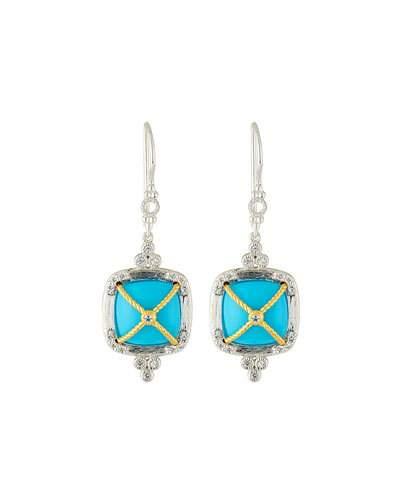 Wrapped Cushion Turquoise Dangle & Drop Earrings