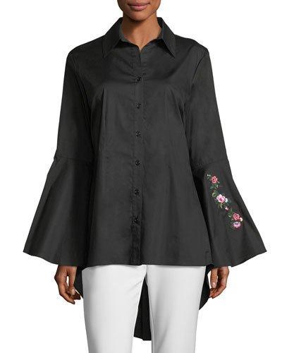 Bell-sleeve Poplin Tunic