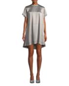 High-neck Hammered-satin Oversized Dress