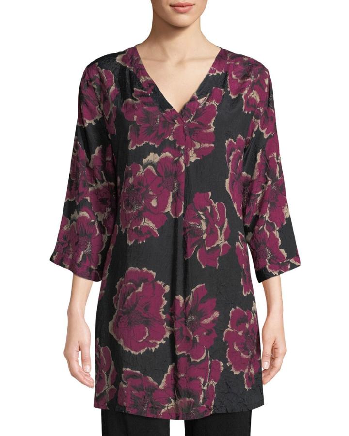 Glenda 3/4-sleeve Floral-print Tunic