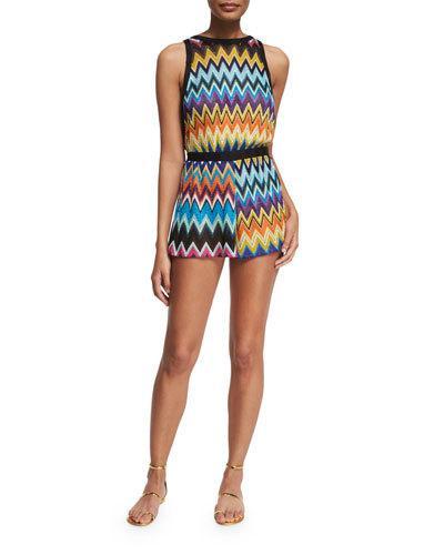 Tuta Zigzag-print Sleeveless Romper