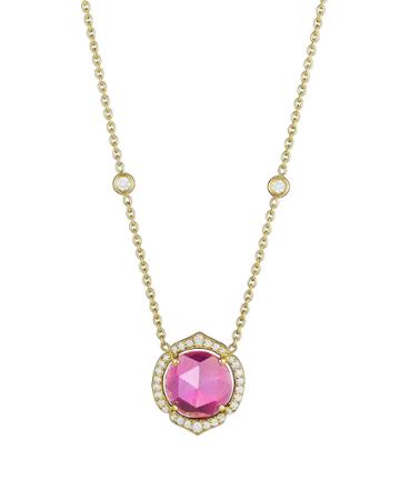 11mm Round Rose Cut Pink Sapphire Necklace