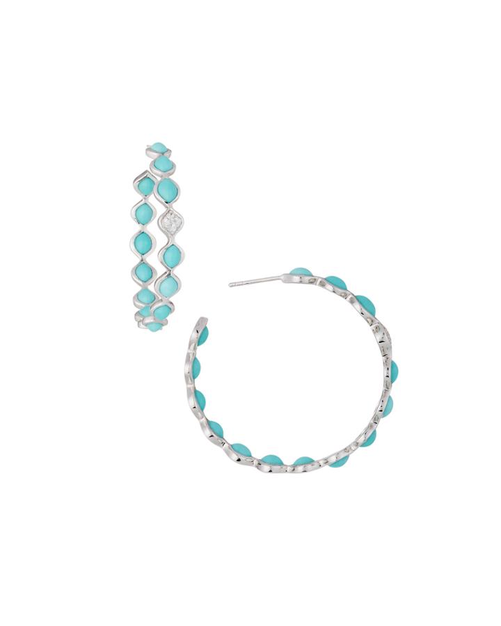 Simone Large Eternity Hoop Earrings, Blue Turquoise