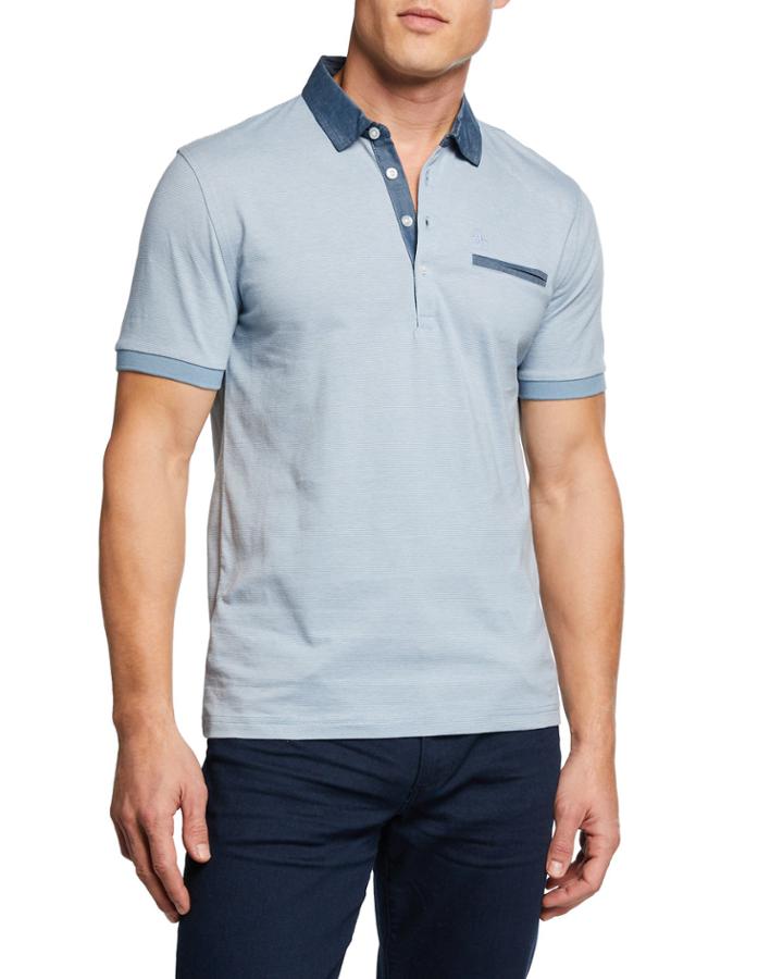 Men's Chambray Cotton Polo