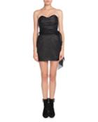 Strapless Shirred Top Fitted Mini Cocktail Dress