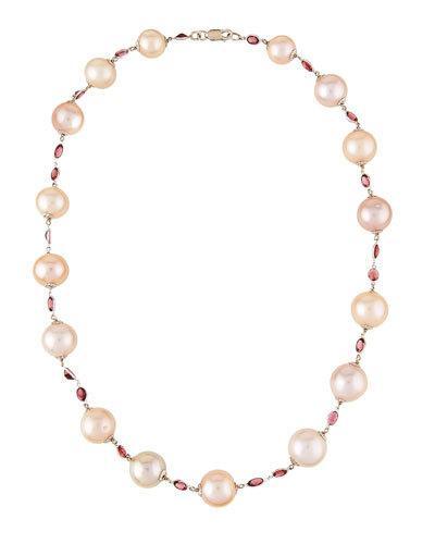 14k Pink Pearl & Garnet Necklace