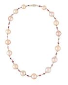 14k Pink Pearl & Garnet Necklace