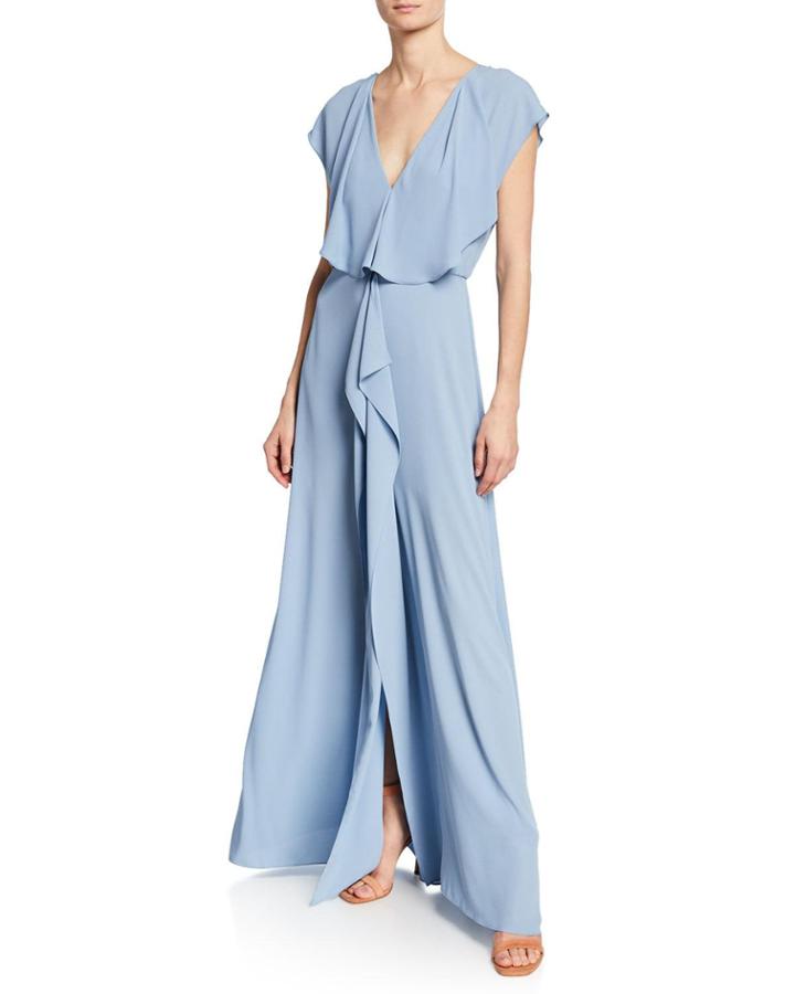 V-neck Ruffle Gown