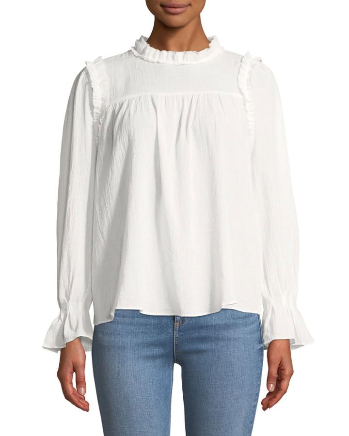 Ruffled Bell-sleeve Peasant Blouse