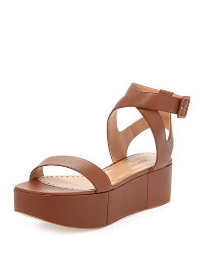 Puccia Ankle Strap Platform Wedge, Brown