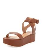 Puccia Ankle Strap Platform Wedge, Brown