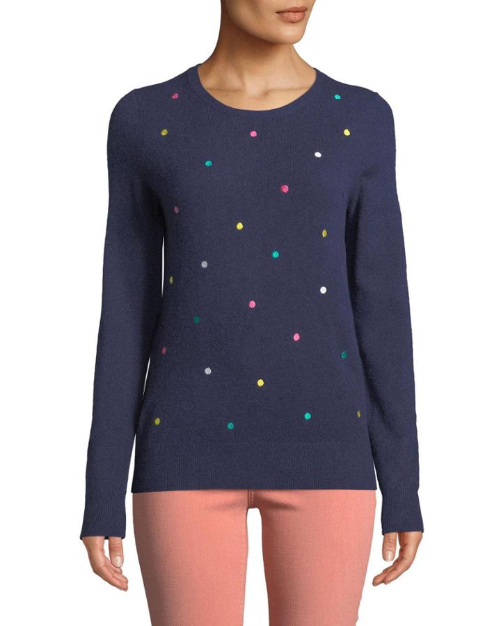 Cashmere Rainbow Polka-dot Embroidered