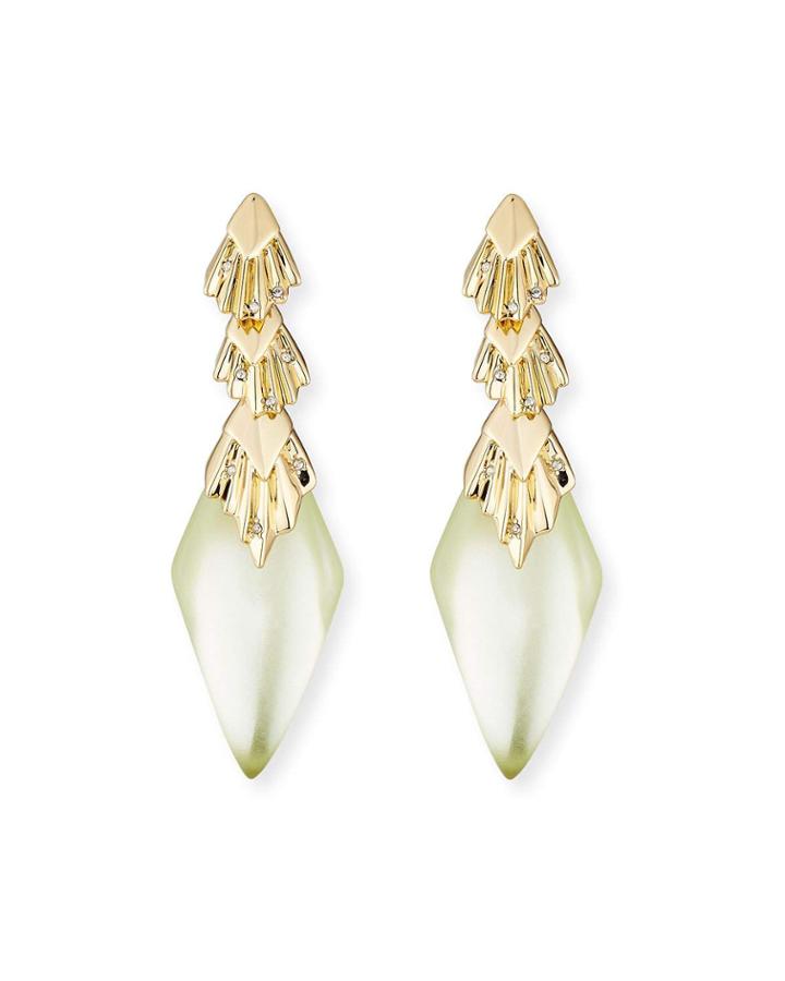 Pleated Crystal-studded Drop Earrings