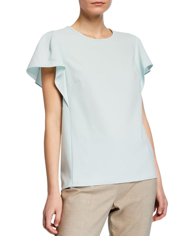 Crepe Flutter-sleeve Top