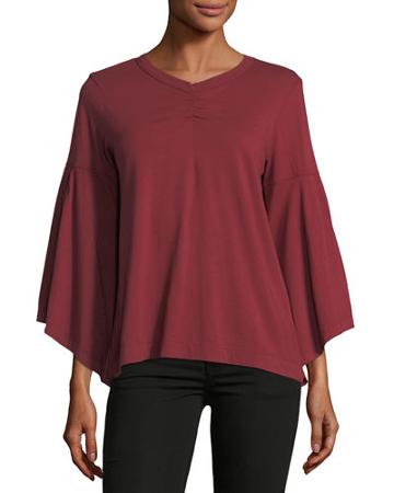 Bell-sleeve Poplin Top
