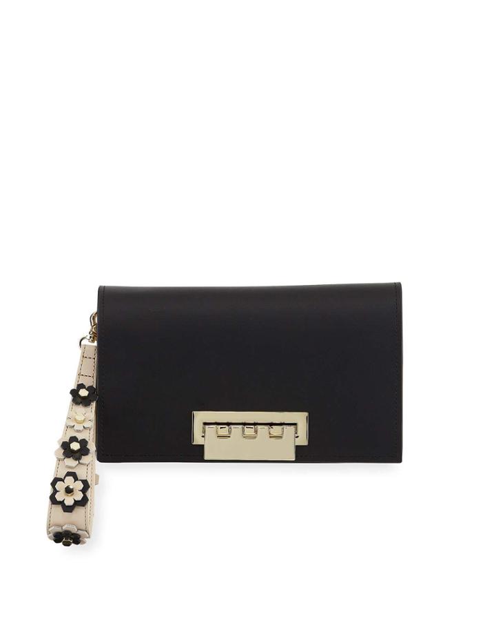Earthette Leather Wristlet Clutch Bag With Flowers